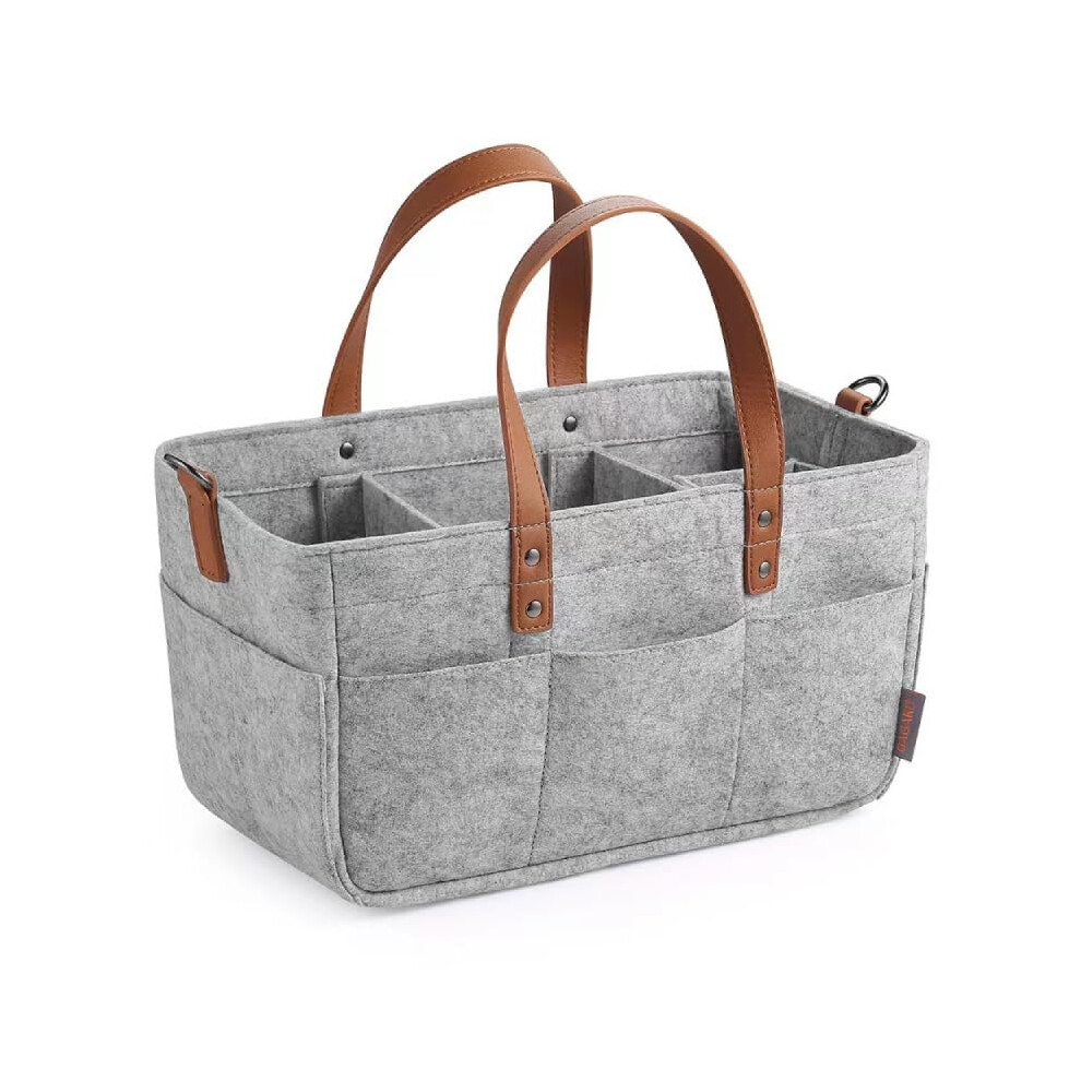 Baby Diaper Bag, Portable Nappy Organiser, Newborn Essentials For Diaper Caddy, Felt Baby Diaper Caddy, Nursery Storage Basket () Grey/Gray