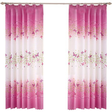 Cortinas de microfibra de poliéster para decoración del hogar, con estampado de mariposas y flores para habitación de niñas, ambiente acogedor y