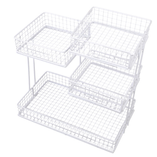 Rustproof Cosmetic Shelf Organizers 4 Layer Modular-White