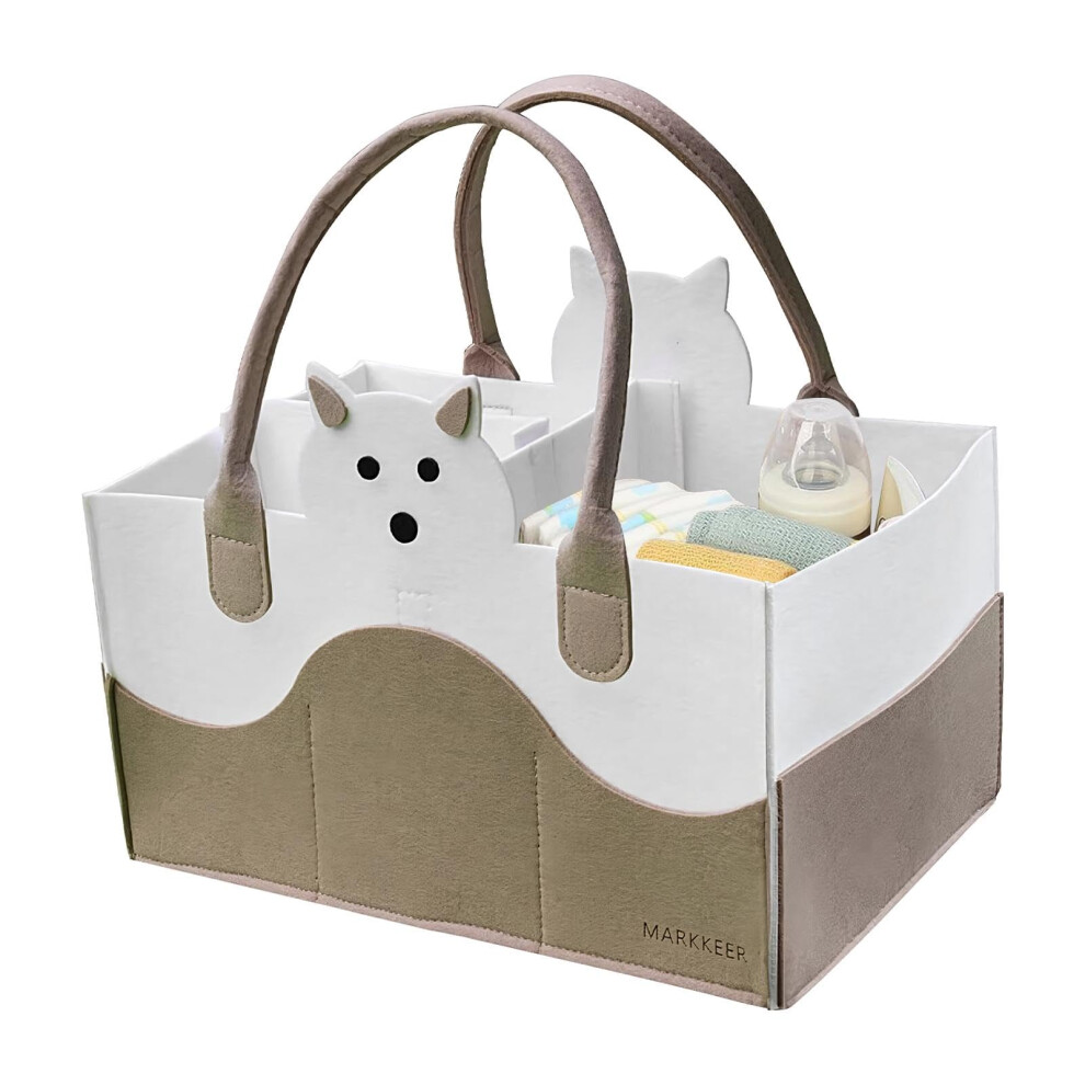 Diaper changing tote bag, baby diaper changing tote bag, felt storage bag for nursery  nursery storage container, portable changing basket