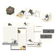 1 set of stationery and envelopes, small black cats stationery set for cards and party invitations