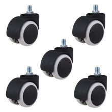 Highperformance swivel caster faux furniture wheel, office chair caster, 5pack silver, white