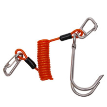 Double Head Diving Rafting Hook, Stainless Steel Reef Hook, Coil Spring Cord Hook, Diving Safety Accessories, Orange