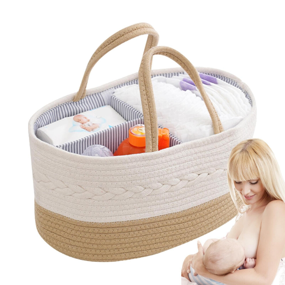 Storage For Diapers, Divided Container For Wet Wipes, Organization Of The Changing Table, Portable Diaper Caddy For Home, Car Travel In Brown