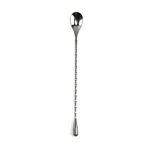 Stainless steel spoon, easy to use, ergonomic design, black handle for home use S