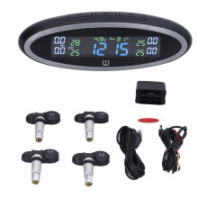 Trådløst TPMS dæktryksovervågningssystem med LCD-skærm Soldrevet realtidsovervågningsalarmsystem USB-opladning Vandtæt sensor Auto
