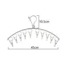 Étendoir à linge en acier inoxydable avec 8 pinces, cintre à pinces coupe-vent pour vêtements multifonctionnels, étendoir à linge portable pour