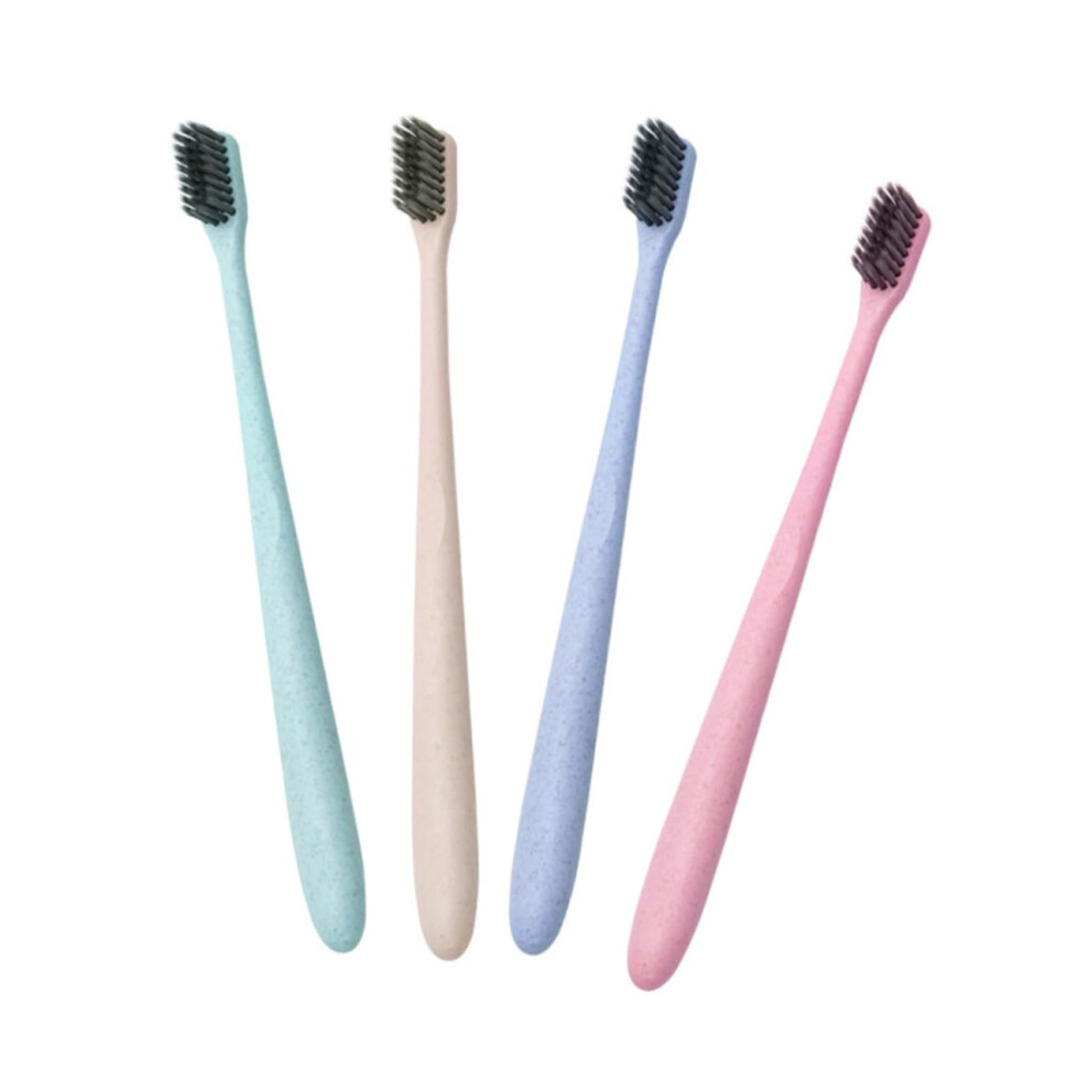 4 pieces toothbrush handle made of charcoal for environmentally friendly soft bristles for thorough cleaning