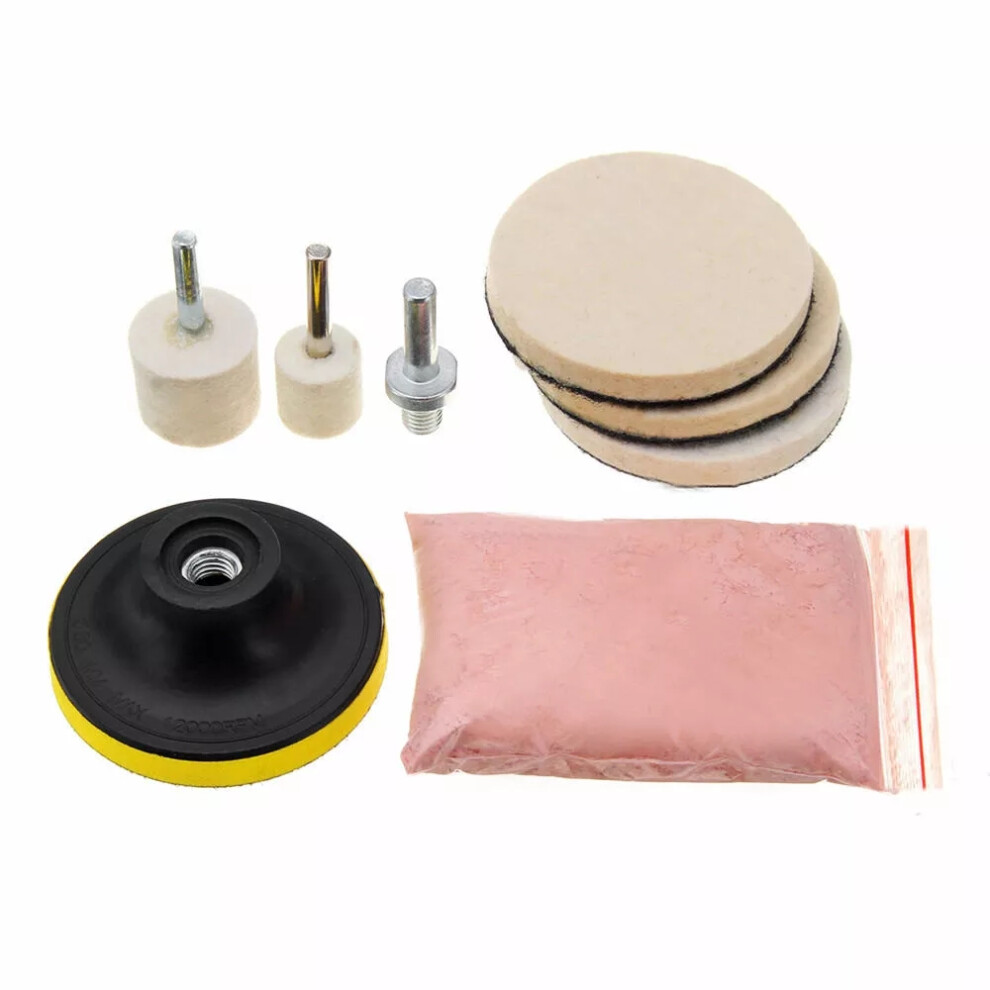 Cerium Oxide Powder Glass Polishing Kit Scratch Repair Set For Windshields Mirrors Aquariums, Felt Pad Included Easy Diy Glass Restoration 9139052917484