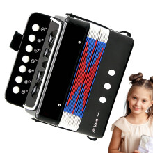 Child Toy Accordion 7 Notched Portable Musical Instrument, Small Educational Piano, Easy to Play, Gift Black