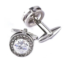 Business cufflinks with crystals, zirconia sleeve buttons with rhinestones, French shirt buttons