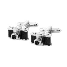 Camera Shape Copper Funny Black Painted Cufflinks for Suit Shirt Cafe Accessories  One Size Metal No Gemstone