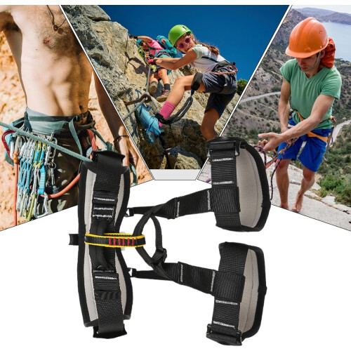 Men's Climbing Harness, Adjustable HeavyDuty Fall Protection Belt  Black 2