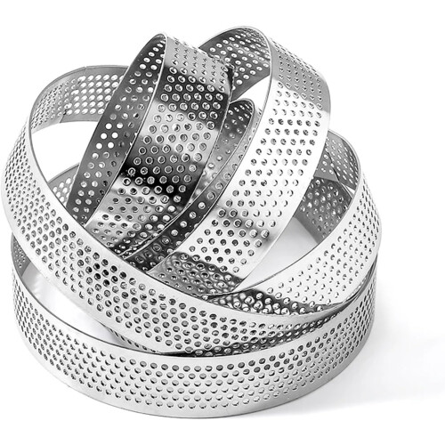 Cake mold, perforated round cake ring for baking dessert mousse molds, kitchen tools (8PCS 8CM Silver A) 1