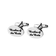 Pre Fils Men's Cuff Links Silver Plated Silver Plated 'Brother of the Bride' Oval 1.4 x 2 cm for Men Valentine's Day, CM, No gemstone, No gemstone
