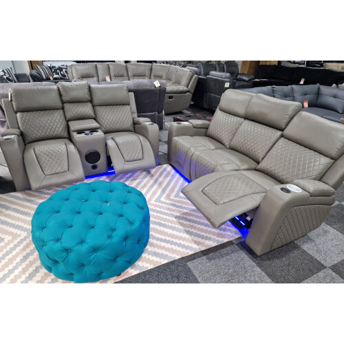 Florida 3 + 2 Grey Electric Recliner Sofa Set 1