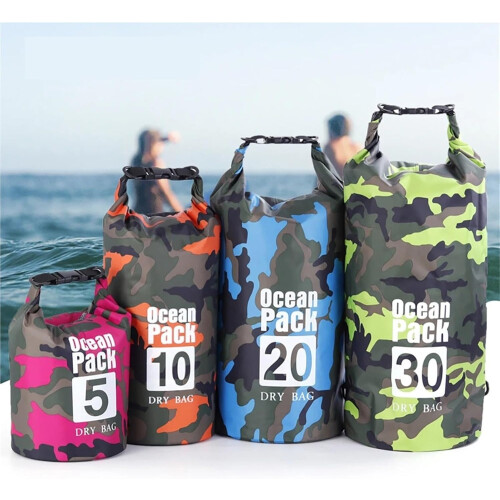 PVC Dry Bag Camo Outdoor Diving Foldable Backpack (Orange20L) 1