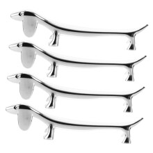 Zinc Alloy Chopstick Holder Set 4Piece Elegant Dachshund Design Practical Cutlery Stand for Stylish Home and Restaurant Table Decor