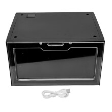 Size 14 Men's Shoes Compatible Shoe Boxes Stackable Clear PET Acrylic Shoe Storage with Magnetic Door Panels Reinforced Frame Transparent Sneaker Case