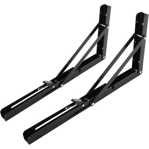Space Saving Shelf Brackets Sturdy Construction, Easy Installation Foldable Design for Garage Kitchen Bench, Multi-Purpose Application Wall Mounted Su 2