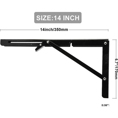 Space Saving Shelf Brackets Sturdy Construction, Easy Installation Foldable Design for Garage Kitchen Bench, Multi-Purpose Application Wall Mounted Su 1