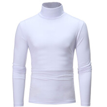 Men's Turtleneck Shirt Stretch Slim Fit Long Sleeve Lightweight XL White