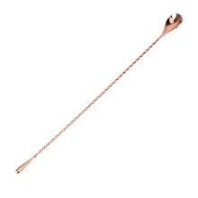 Plastic Mash Paddle 30/40 cm Mix Cocktail Spoon, Bar Teaspoon, Spiral Pattern (40 cm, Rose Gold)