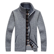 Men's Cardigan Festival Warm Lined Winter Coat Zip Knitted Jumper XL Gray