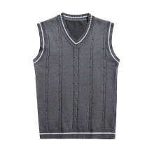 Men's Knitted Vest, Work Vest, VNeck Vest, Classic Winter Jumper, Striped Pullover Sweatshirt, Jumper Vest for Classic Gentleman, Dark Gray