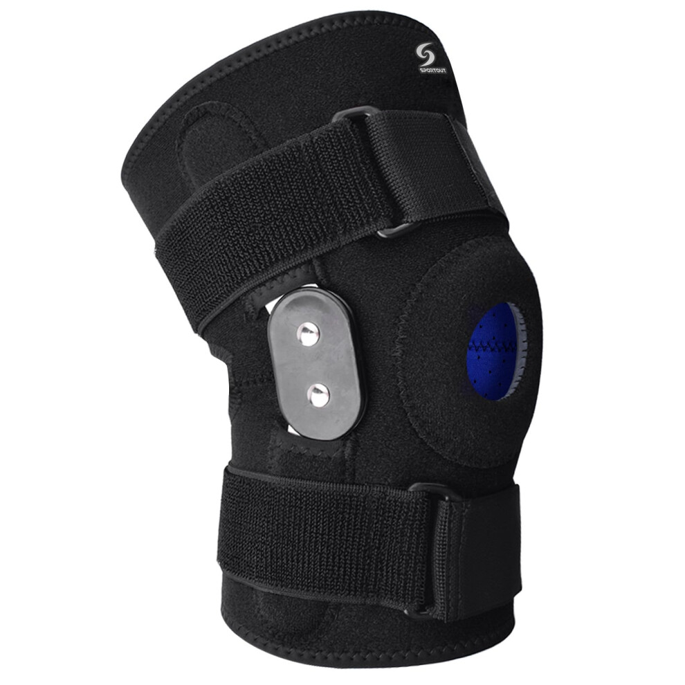 Knee Support with Removable Aluminum Hinges for Gym, Weightlifting, Sports Black M