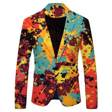 Rainbow Men's Blazer Long Sleeve Colorful Suit Jacket Single Button Formal Jackets