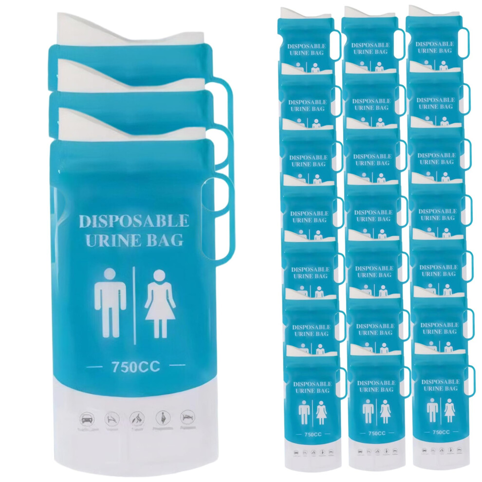 24 Pack Disposable Urine Bags 750ml Emergency Urinal for Men  Women, LeakProof Pee Bags for Road Trips, Travel Urine Bags.