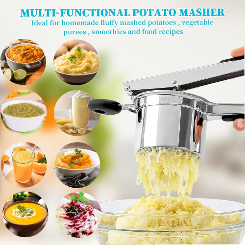 Potato Press Stainless Steel with 3 Interchangeable Press Tabs 2
