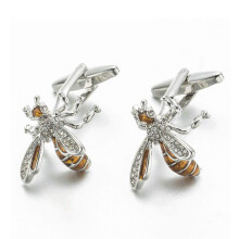 Metal Copper Cufflinks Shirt Suit Men Party Daily Casual Dating Classic Crystal Bee Cufflink (Color: A)
