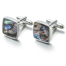 Classic Cufflinks Party Wedding Suit Shirt Buttons Natural Mother of Pearl Abalone Cufflinks Custom Elegance (Color: Silver, Size: As Picture Shown)