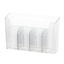 Durable Plastic Construction Wall Mounted Storage Organizers Stackable Hanging Baskets Adhesive Mount Cabinet Door Bins Clear Transparent Design Slim
