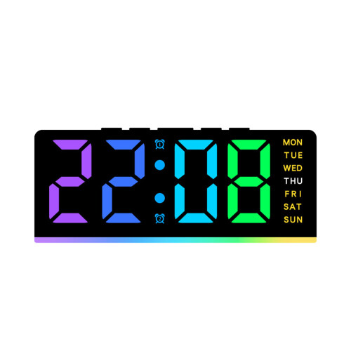 LED Digital Clock Quiet Night Light with Two Alarms-black shell