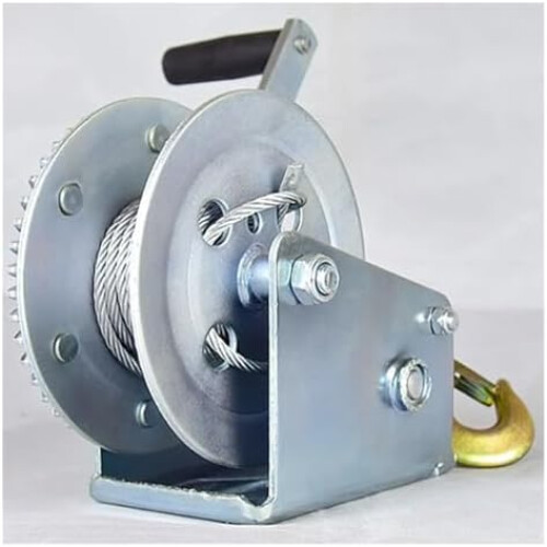 Robust selflocking manual winch, galvanized steel, 9M rope, 1360kg capacity 1