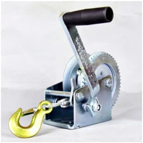 Robust selflocking manual winch, galvanized steel, 9M rope, 1360kg capacity 2