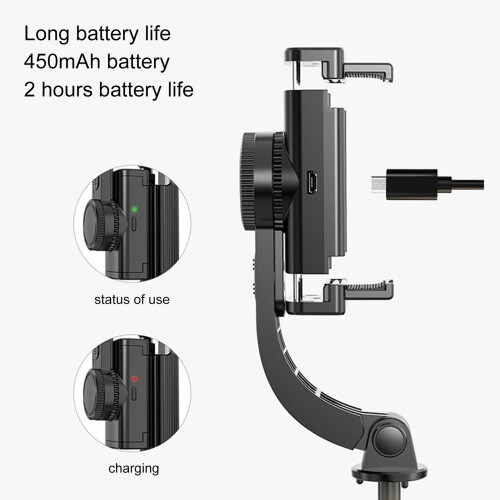 Σταθεροποιητής gimbal smartphone, αναδιπλούμενο stick selfie, αυτόματη περιστροφή 1 άξονα, 2