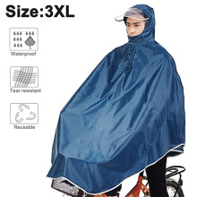 Capa de chuva leve e reutilizável com capuz ajustável por cordão, poncho respirável para ciclismo e atividades ao ar livre, com faixa refletora e