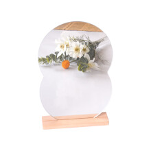 Portable Tabletop Mirror With Stand, Minimal Spaces Home Decor Elegant Aesthetic Vanity Mirror Frameless Acrylic For Bedroom Dormitory (White)
