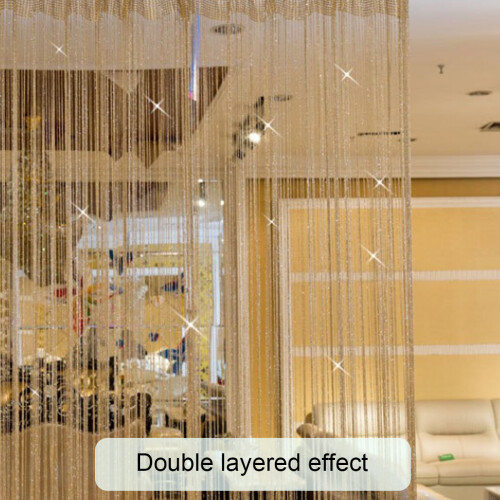 Polyester Material, Window Wall Panel; Denser Bead Curtain for Doors, String Curtains with Shimmering Silver Ribbons for Decorative Purposes 2