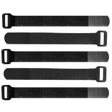 Set of 5 Fixed Anchors for Bicycles Universal Nylon Fastening Straps with Velcro Fastener Ideal for Pumps, Torches etc. (Black)
