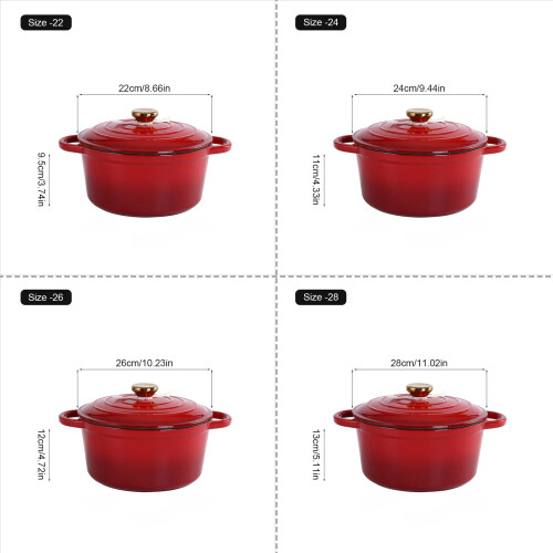 Multipurpose Enamel Dutch Oven Cast Irons Cooking Pot Even-24cm 1