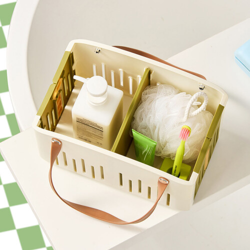 Practical Shower Storage Basket Spacious Waterproof-cream white 2