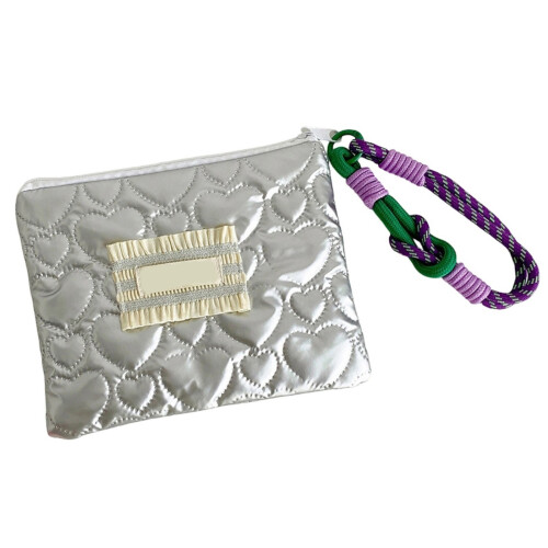 Stylish Fabric Envelope Cosmetic Bag Embossed Designs-Purple