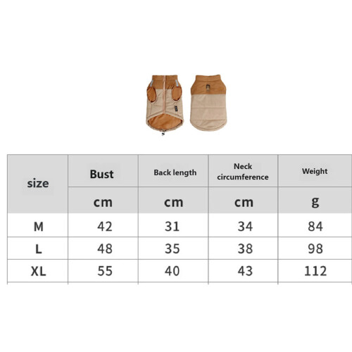 Cold Weather Pet Coat Windproof Protective-light brown XL 2