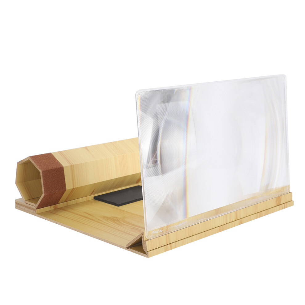 Screen Magnifier for Smartphones, HD Screen Magnifier with Wooden Foldable 3D Design Portable 3D Screen Magnifying Glass Anti Radiation Eco Friendly M