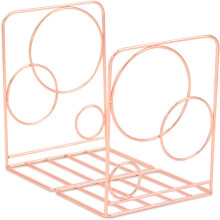Fermalibri resistenti color oro rosa, design geometrico unico, organizer da scrivania per tenere in ordine libri e altro ancora.